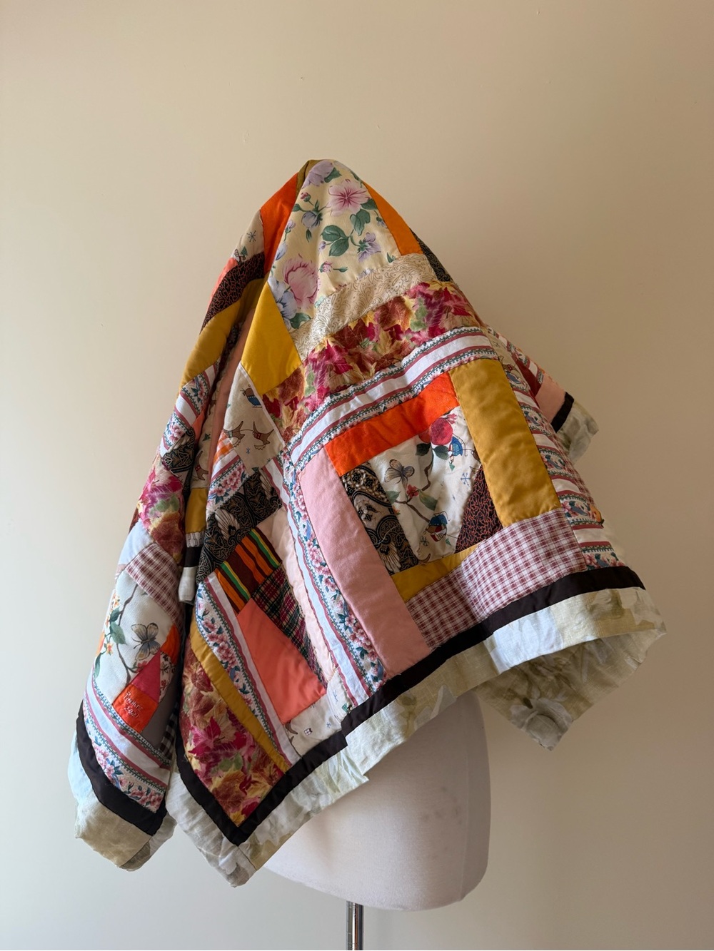 Handmade Patchwork Quilt Vintage-Inspired Cottagecore Throw 49” x 37”